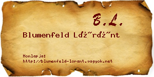 Blumenfeld Lóránt névjegykártya